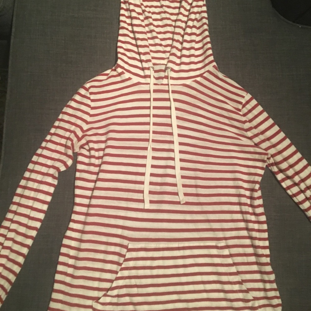 J Crew Red and White Striped Sweatshirt Size XS